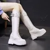 Dress Shoes Women's Boots Below The Knee 2021 Spring And Autumn Single Net Red Little Thick Soled Inside High Short