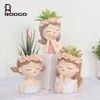 Roogo design little fairy girl flower pots succulent garden planters home decor 211130