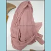 Scarves & Wraps Hats, Gloves Fashion Aessories Turkish Style Women Crumple Bubble Chiffon Solid Color Crinkled Shawls Pleat Headband Hijab M
