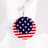 ZWPON Moda Amerikan Bayrağı Yıldız Çizgili Katmanlı Deri Küpe Moda Bayrağı PU Deri Bildirimi Gözyaşı Küpe Takı X0709 X0710
