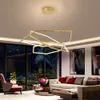 현대 LED 샹들리에 램프 디자인 골드 금속 육각 펜 던 트 조명 주방 섬 홈 장식 고정물 링 매달려 램프