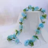 NEW2.2M Artificial Cherry Blossom Flowers Wedding Garland Ivy Decoration Fake Silk Flowers Vine for Party Arch Home Decor String Ewe5160