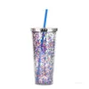 Summer Party Tumblers 24oz Plastic Straw Cup European and American Flash Powder Water Cup Cold Drink Cups T500553