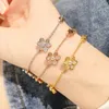 Fashion Simple Four Leaf Clover 3 Flowers Bracelet Link Bangle with Diamonds S925 Silver 18K Gold for WomenGirls Valentine039s8646173