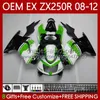 Corpo do OEM para Kawasaki Ninja Ex250 ZX250 R Ex ZX 250R ZX-250R 2008-2012 81NO.30 EX-250 ZX250R 2009 2009 2010 2011 2012 EX250R 08 09 10 11 12 Fairing Injecção Verde Branco Blk