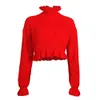 Turtleneck Sweaters Herfst Winter Geprikkelde Crop Tops Lange mouw Solid Pull Jumper Modieuze Gebreide Pullover 210428