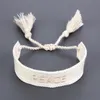 Bracelet à pampilles tressé pour femmes et filles, Style Boho, lettres brodées, pour cadeau de fête, accessoires bijoux à la mode