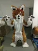 Lyxig lång päls hund fursuit furry kostym djur maskot kostym firande karneval fancy klänning vuxen outfit