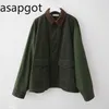 Koreansk Tjock Höst Vintage Lapel Casual BF Safari Style Loose Full Lantern Sleeve Coats och Jackor Kvinnor ArmyGreen Streetwear 210610