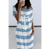 Casual Sukienki Księżyc Gwiazdy Drukowane Kobiety Maxi Dress Summer O-Neck Krótki Rękaw Loose Long Plus Size Clothes Vestidos