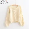 Kvinnors tröjor Kvinnor Zity Candy Color Harajuku Chic Short Sweater Roupas Femininas Women Pull 2022 Yellow Jumpers Twisted