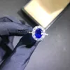 KNRIQUEN 100% Prata Esterlina Criada Moissanita Azul Real Safira Pedra Preciosa Casamento Festa de Noivado Anel Feminino Jóias Finas