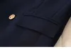 spring and autumn ladies office suit Elegant High Quality Double Breasted Blazer Jacket feminine small blue 211006