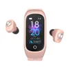 N8 intelligens armband Bluetooth headset öronproppar smarta klockor 2 i 1 musikkontroll hjärtfrekvens sport smartwatch med detaljhandeln