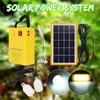 Solar Panel Generator System Portable Home Kit LED Light USB Charger W/ 2 Bulbs