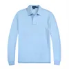 Polos pour hommes chemises à manches longues chemisier T-shirt design vêtements de couleur unie bouton de cou tout-match printemps et automne homme décontracté haut coton polo petit cheval 77ss