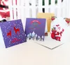 Natal 3d dourando cartão santa claus snowman lenço padrão engrossar cartão postal cartoon blessing cartões por atacado