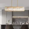 Pendellampor gyllene modern kristall matsal ljus mässing koppar linjär restaurang bar lampglas led hängande