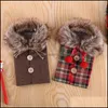 Decorations Festive Party Supplies Home & Garden Bow Plaid Linen Clothes With Fluff Creative Wine Bottle Er Fashion Christmas Decoration Dro