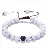 Beaded Strands 8mm White Turquoise Volcanic Stone Frosted Natural Couple Bracelet Adjustable Braided Inte22