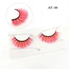 3D-valse gekleurde wimpers Natuurlijke faux mink pluizige stijl eye lash extension make-up cosplay kleurrijke wimper j073