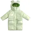 Barnens vinter Down Jacket Middle Long White Duck Vattentät förtjockad Hooded Cotton Coat 211203