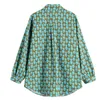 Женская цветочная печатная блузка мода осень повседневная свободная с длинным рукавом поворотный воротник рубашка женские элегантные кнопки топы 210417