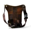 Original Läder Midja Pack Män Brun Casual Fashion Små Shoulder Messenger Designer Travel Belt Drop Ben Male