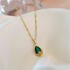 Fashion Boho Simple Gold Multicolor Crystal Drop Pendant Choker Necklace For Women Vintage Collar Bead Chain Jewelry Party Gift G1206