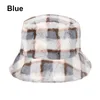 Wide Brim Hats 1Pc Women Bucket Hat Faux Fur Fisherman Cap Winter Thickened Warm Lattice Outdoor Cloche Caps Accessories