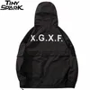 Men Hip Hop Streetwear Jacket Coat Black Windbreaker Cargo Jacket Pullover Harajuku Hooded Track Jacket Tactical Outwear 210927