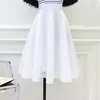 Nomikuma Spring Mesh Plaid Hollow-out Skirts Korean High Waist A-line Women Skirt Fashion Space-cotton Faldas Mujer 6G107 210427