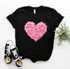 Pink Heart Flower Print Women Tshirt Cotton Casual Funny T Shirt Gift 90s Lady Yong Girl Drop Ship PKT-894 X0628