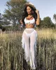 2019 nouvelles femmes chaudes Sexy plage maille pure Bikini couvrir maillots de bain taille haute voir à travers Transparent Long pantalon pantalon Q0801