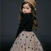 Оптом весна осень девушка принцесса платье блестки блеск звезда длинный рукав год детская одежда 2-8T SK001 210610