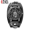 Horloges Arrive O.T.Sea Merk Unieke Skull Quartz Punk Horloges Luxe Lederen Sporthorloge Relogio Masculino 1831-8