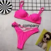 Costume da bagno rosa caldo Bikini 2021 Costume da bagno donna solido Bikini con fondo tagliato brasiliano Costume da bagno push-up Costumi da bagno Abbigliamento da spiaggia