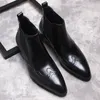 Marca masculina botas de chelsea sapatos genuíno couro de couro casual outsole preto apontou toe casamento sapatos brogue para homens macho