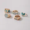 5 pezzi/set anelli a farfalla geometrica della Boemia per donna vestito da poker alla moda amore cuore pezzi d'oro anelli di barretta gioielli regali