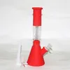 Wasserhaare Silikonbong Wasserrohr Gatling Bongs 14mm Gelenk 10 Farben Wählen Sie Glas Ash Catcher