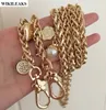 Cinturino in oro 2021 accessori placcati catena di metallo spallacci fiore borsa da donna manici cintura borsa gancio frizione fibbia perla amore