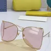 Lunettes de soleil de luxe pour femmes 0252S personnalité de la mode grand cadre miroir jambe queue perle conception dames voyage vacances fête lunettes roses UV400 avec boîte d'origine