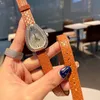 Brand Watches Women Girl Crystal Snake Head Style Leather Strap Quartz Wrist Watch B08223o