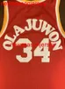 Camisa de basquete Hakeem Olajuwon costurada 100% masculina, feminina, juvenil, com número personalizado e nome XS-6XL