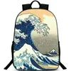 Den stora vågen utanför Kanagawa ryggsäck katsushika hokusai dagpack ukiyo e skolväska artist packsack tryck ryggbil