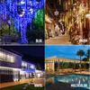 16 tubos Navidad LED Meteor Shower Garland Festoon Holiday Strip Light Outdoor impermeable Fairy Light para la decoración de la calle 211122