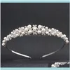 Headbands Jewelryfashion Princess Rhine Stone Tiara Bridal Prom Crown Girl Elegant Hairbands Pearl Crystal Wedding Hair Jewelry Headband Gif
