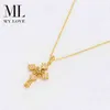 Classic 14k Gold Plated Jewelry Necklace Cubic Zircon Cross Pendant Necklace for Unisex