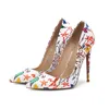 Plus Size High-heeled Shoes Classic Sandals Women's vintage High Heel Fashion Graffiti Heels