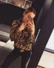 Kvinnor Blus Leopard Skriv ut Top Långärmad V-Neck Snake Skin Print Shirt Streetwear Kvinna Höst Lösa Kvinnor Blusar Och Toppar X0521